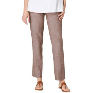 J. JILL Brown Love Linen Stretch Waist Side Pockets Pull On Pants S